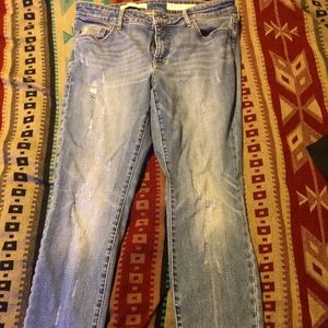 Pilcro and letterpress distressed jeans